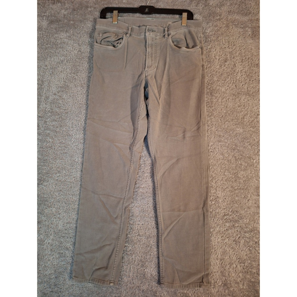 Faherty Brand Mens Size 33 Straight Leg Pants 5 Pocket Taupe Khaki Stretch